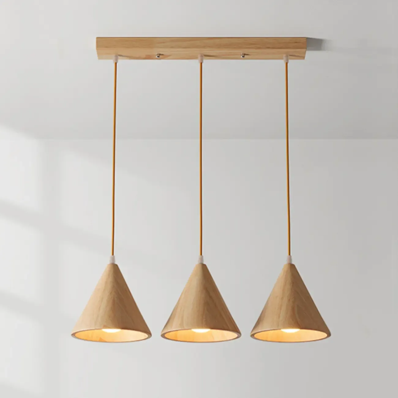 Modern Wood Cone LED Pendant Lights for Kitchen Image - 6