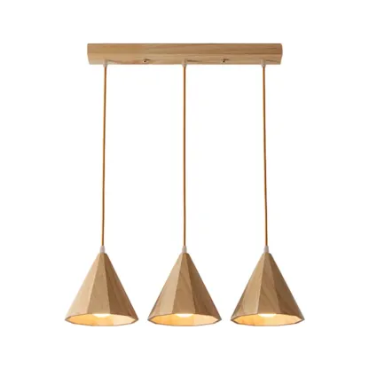 Modern Wood Cone LED Pendant Lights for Kitchen Image - 9
