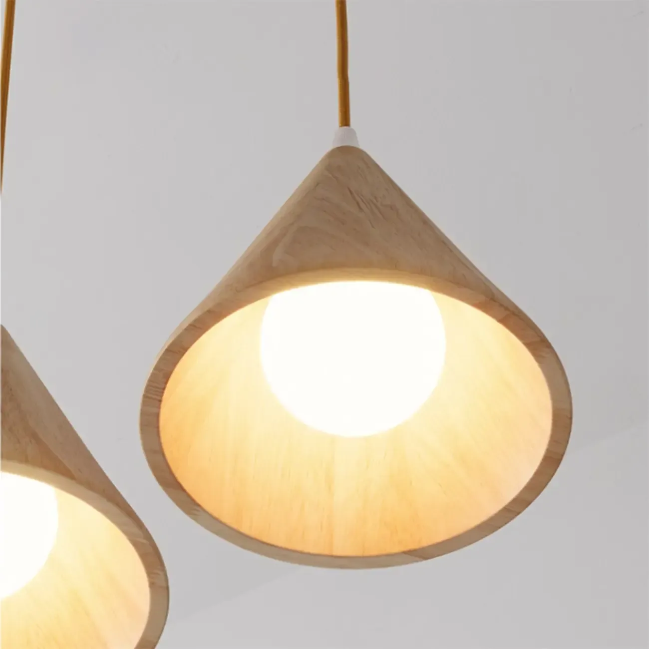 Modern Wood Cone LED Pendant Lights for Kitchen Image - 11