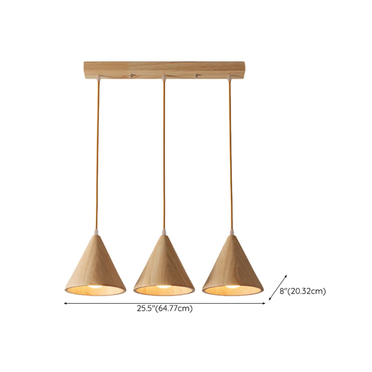 Modern Wood Cone LED Pendant Lights for Kitchen #size | homeyfad