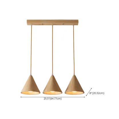 Modern Wood Cone LED Pendant Lights for Kitchen #size
