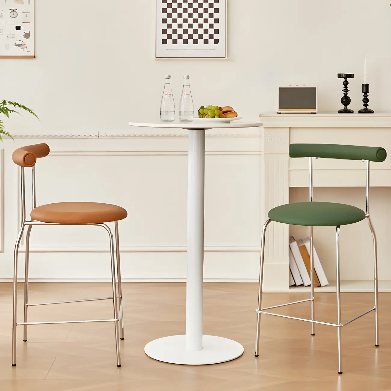 Modern Metal Comfort Cushion Durable High-Back Bar Stool Image - 1 | homeyfad