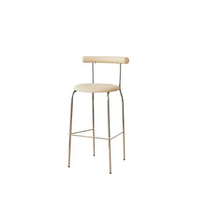 Modern Metal Comfort Cushion Durable High-Back Bar Stool Image - 8