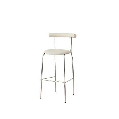Modern Metal Comfort Cushion Durable High-Back Bar Stool Image - 10