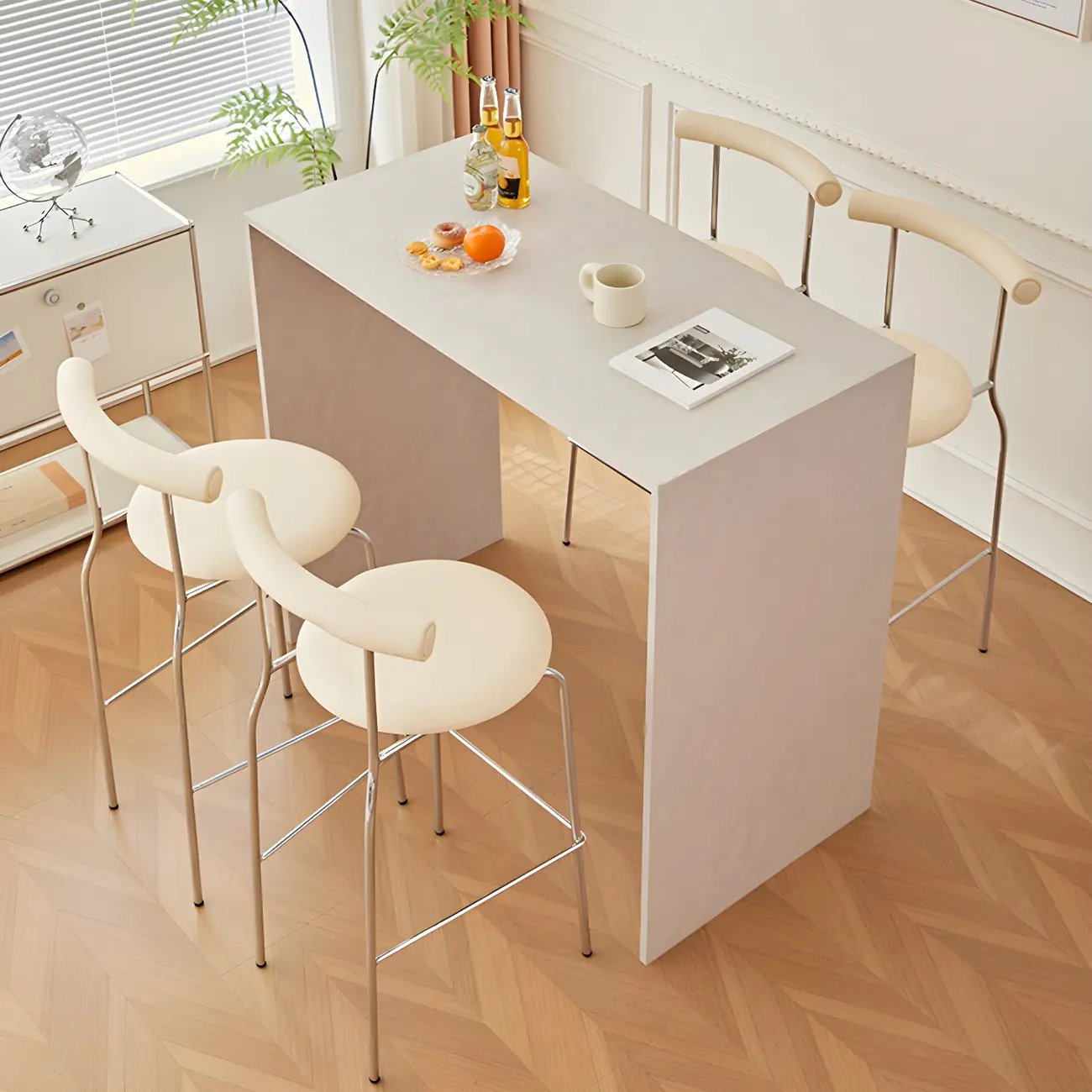 Modern Metal Comfort Cushion Durable High-Back Bar Stool Image - 2 | homeyfad