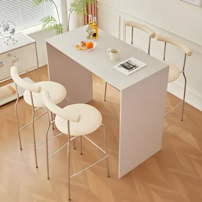 Modern Metal Comfort Cushion Durable High-Back Bar Stool Image - 2