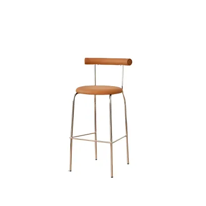 Modern Metal Comfort Cushion Durable High-Back Bar Stool Image - 11
