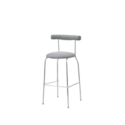 Modern Metal Comfort Cushion Durable High-Back Bar Stool Image - 12