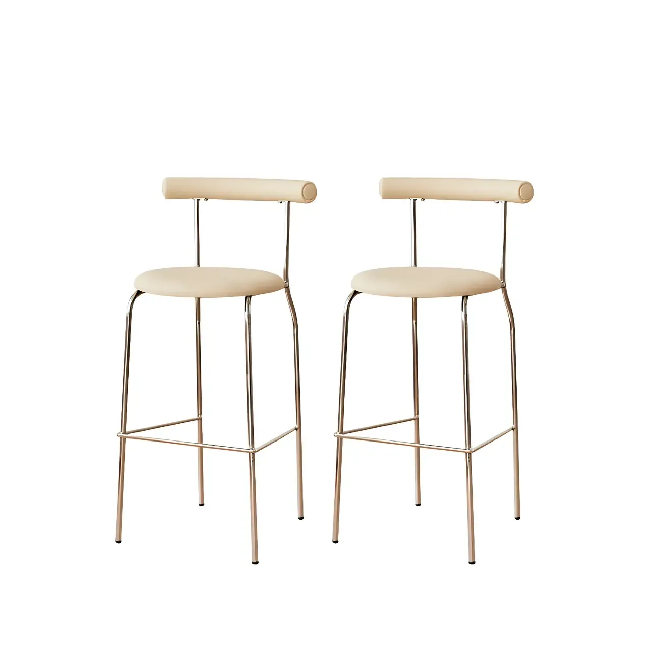 Modern Metal Comfort Cushion Durable High-Back Bar Stool Image - 16
