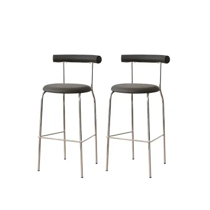 Modern Metal Comfort Cushion Durable High-Back Bar Stool Image - 17