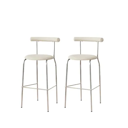 Modern Metal Comfort Cushion Durable High-Back Bar Stool Image - 18