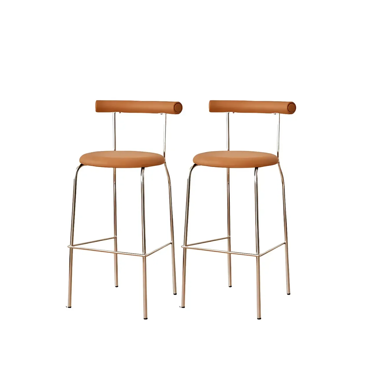 Modern Metal Comfort Cushion Durable High-Back Bar Stool Image - 19