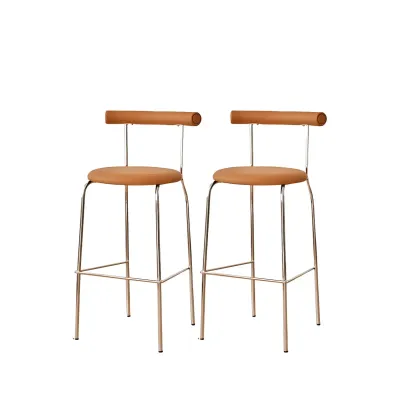 Modern Metal Comfort Cushion Durable High-Back Bar Stool Image - 19
