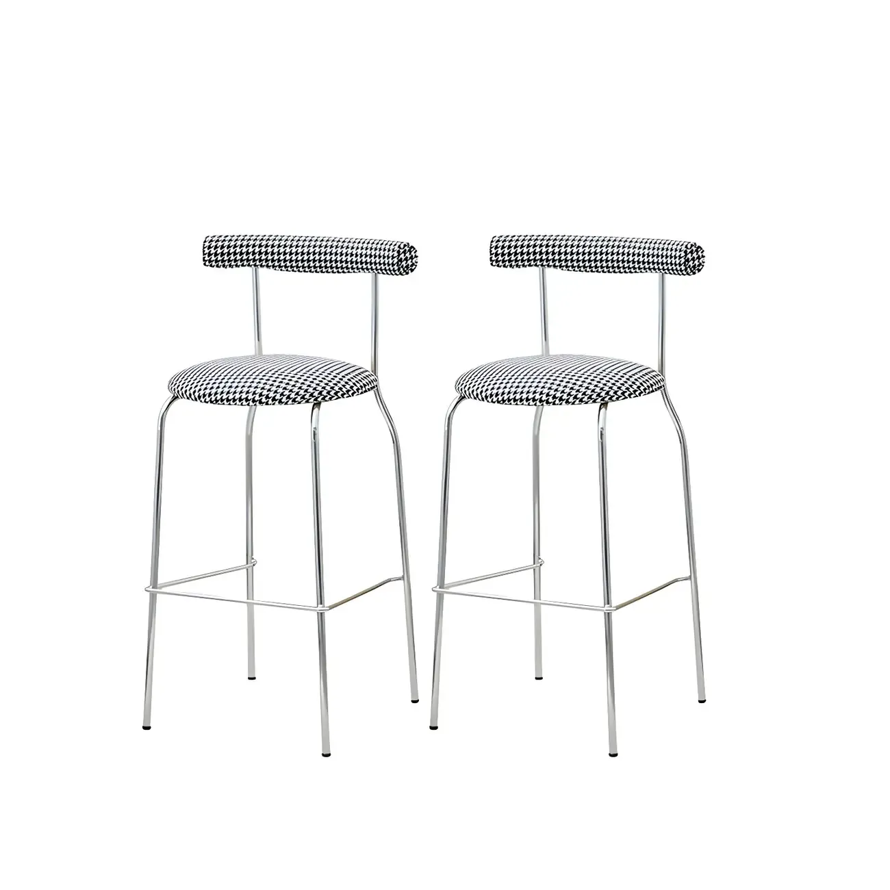 Modern Metal Comfort Cushion Durable High-Back Bar Stool Image - 20
