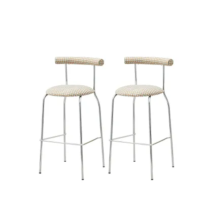 Modern Metal Comfort Cushion Durable High-Back Bar Stool Image - 21