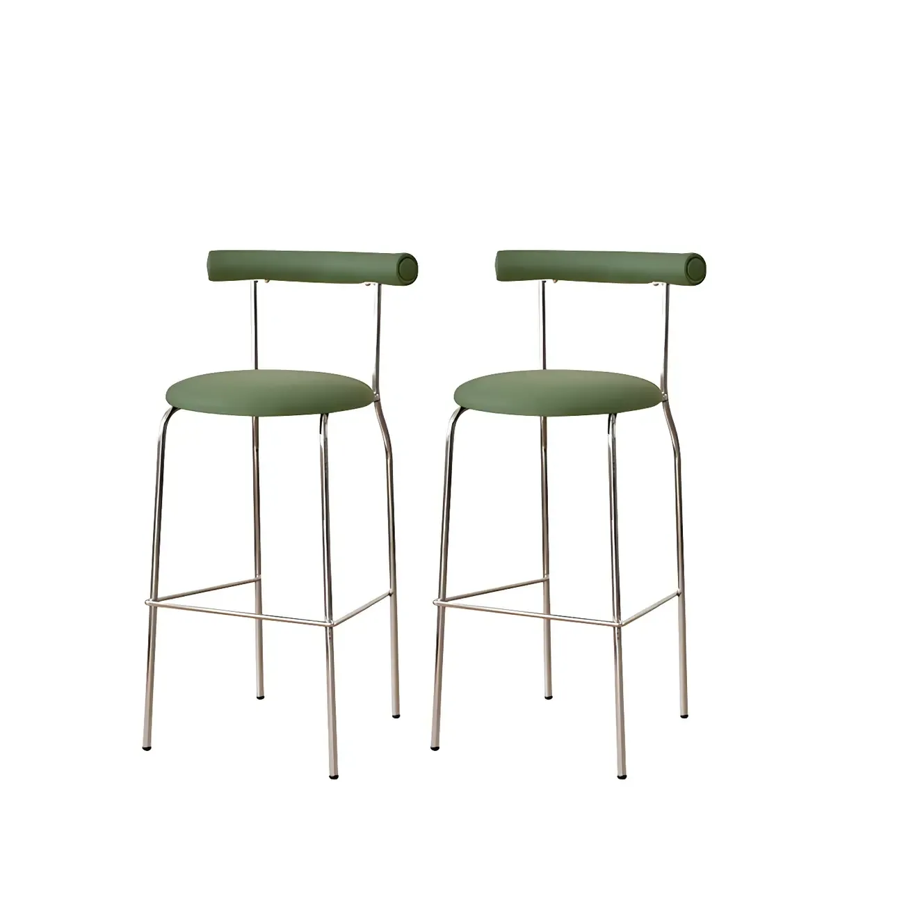 Modern Metal Comfort Cushion Durable High-Back Bar Stool Image - 22