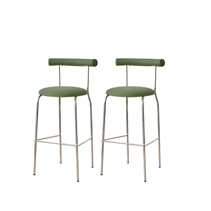 Modern Metal Comfort Cushion Durable High-Back Bar Stool Image - 22