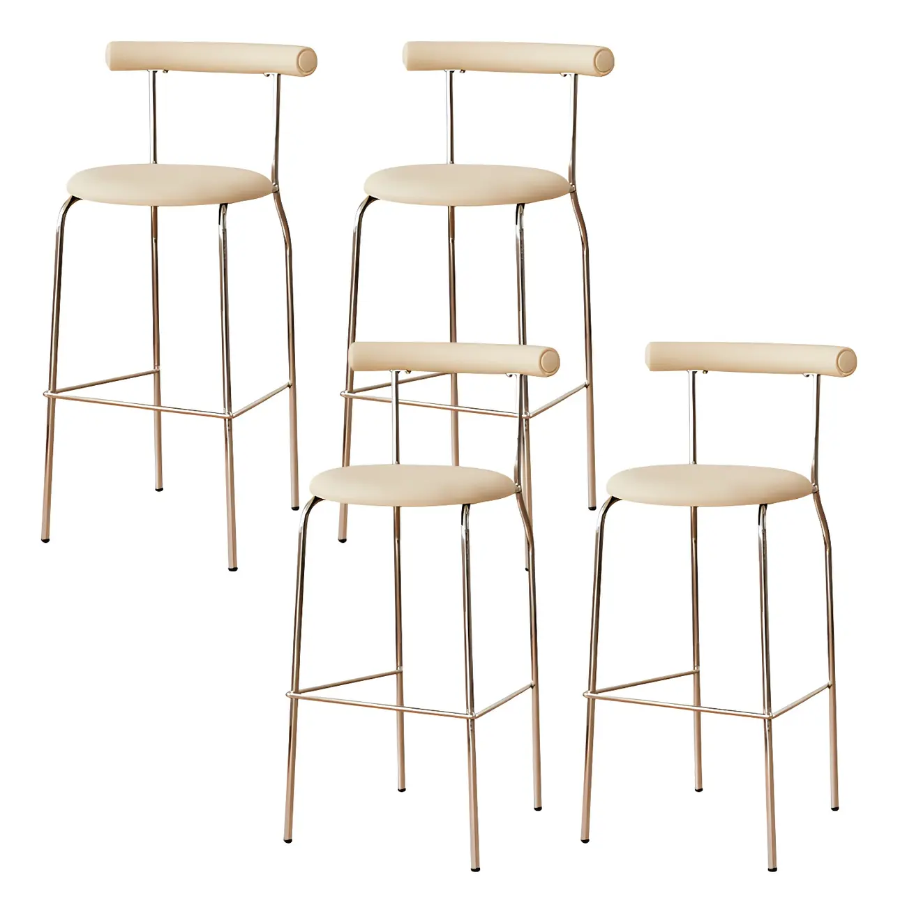 Modern Metal Comfort Cushion Durable High-Back Bar Stool Image - 23 | homeyfad