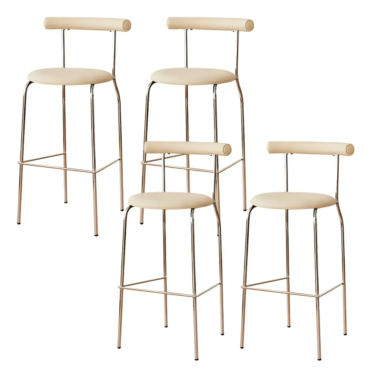 Modern Metal Comfort Cushion Durable High-Back Bar Stool Image - 23