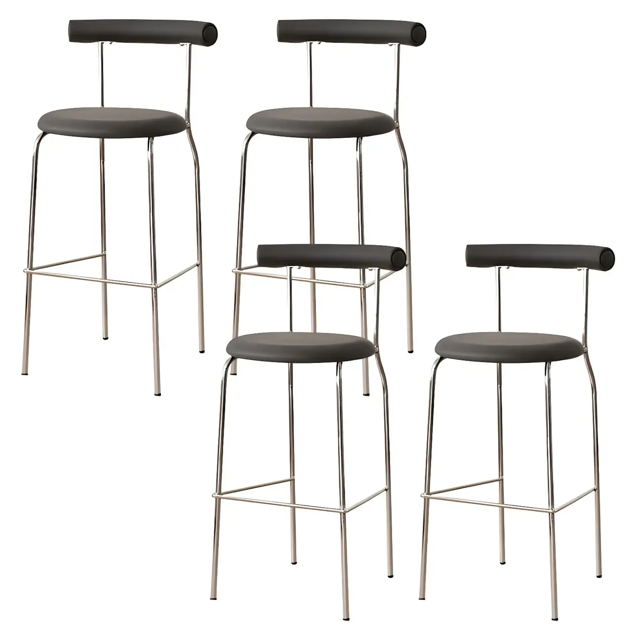 Modern Metal Comfort Cushion Durable High-Back Bar Stool Image - 24