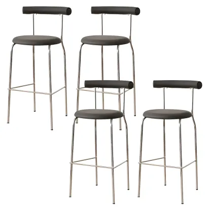 Modern Metal Comfort Cushion Durable High-Back Bar Stool Image - 24