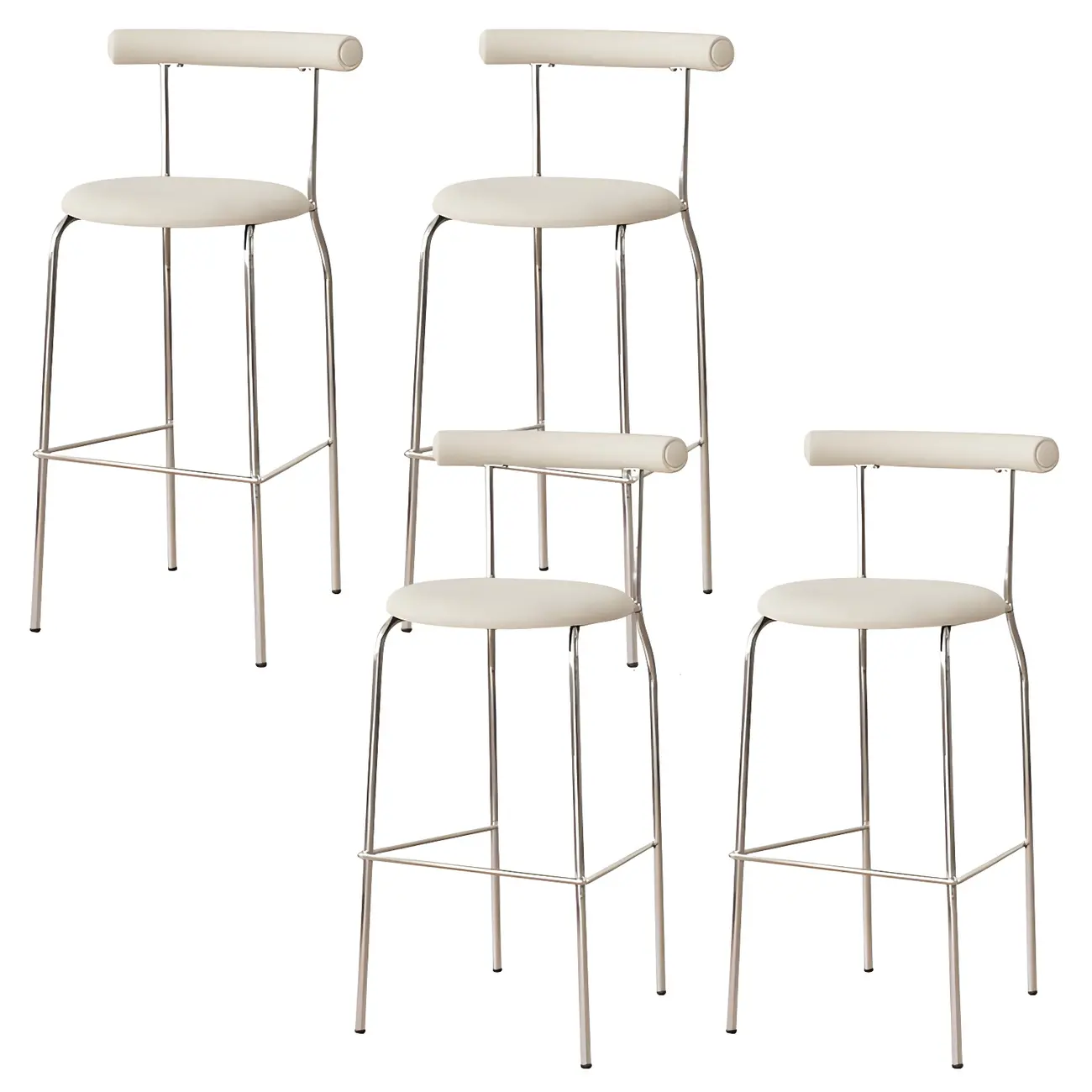 Modern Metal Comfort Cushion Durable High-Back Bar Stool Image - 25 | homeyfad