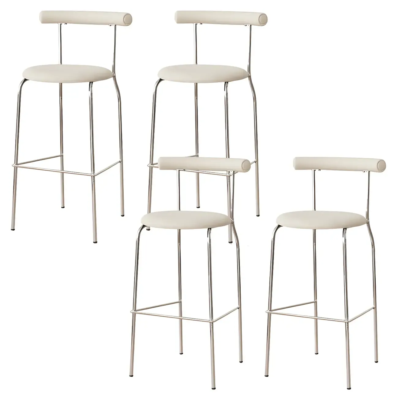 Modern Metal Comfort Cushion Durable High-Back Bar Stool Image - 25