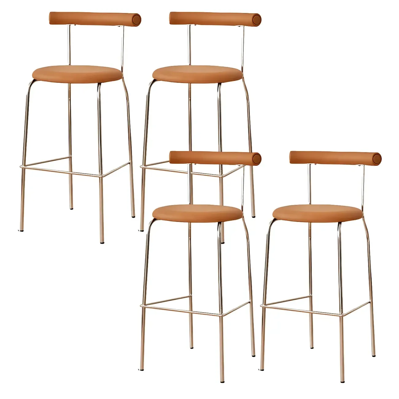 Modern Metal Comfort Cushion Durable High-Back Bar Stool Image - 26