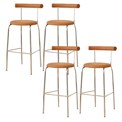 Modern Metal Comfort Cushion Durable High-Back Bar Stool Image - 26