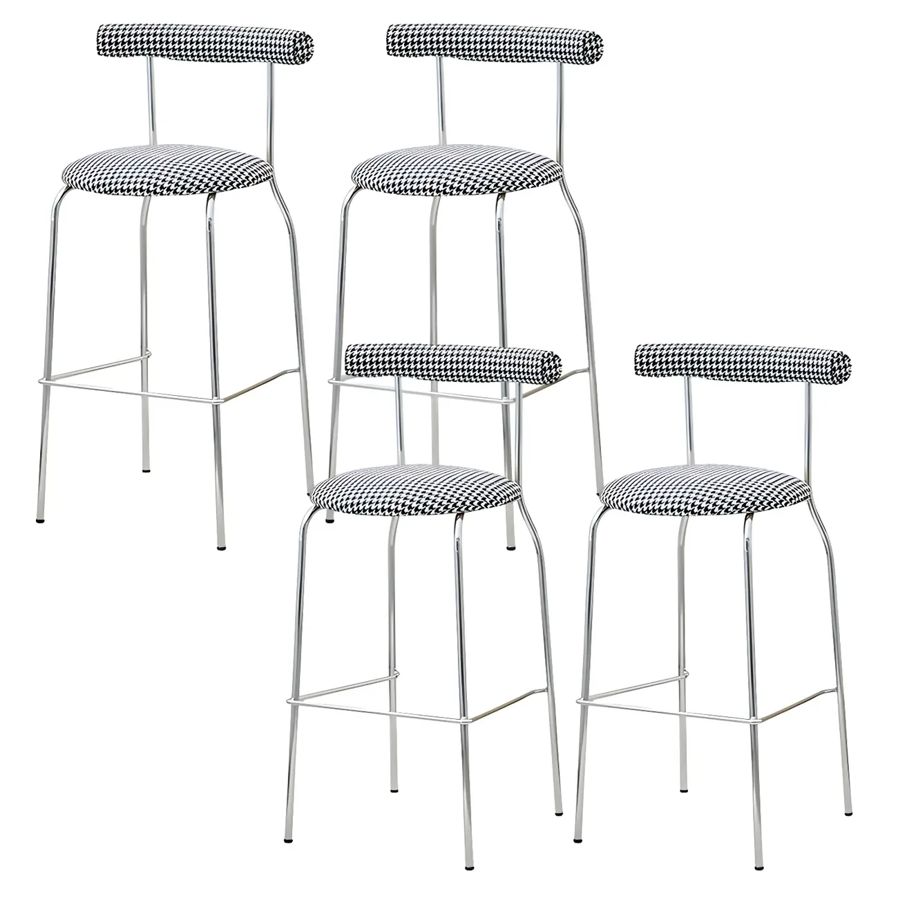 Modern Metal Comfort Cushion Durable High-Back Bar Stool Image - 27 | homeyfad