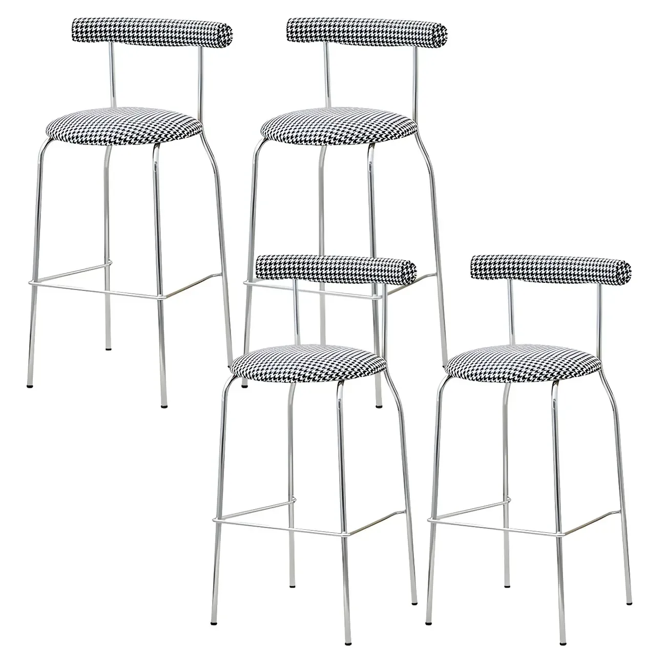 Modern Metal Comfort Cushion Durable High-Back Bar Stool Image - 27