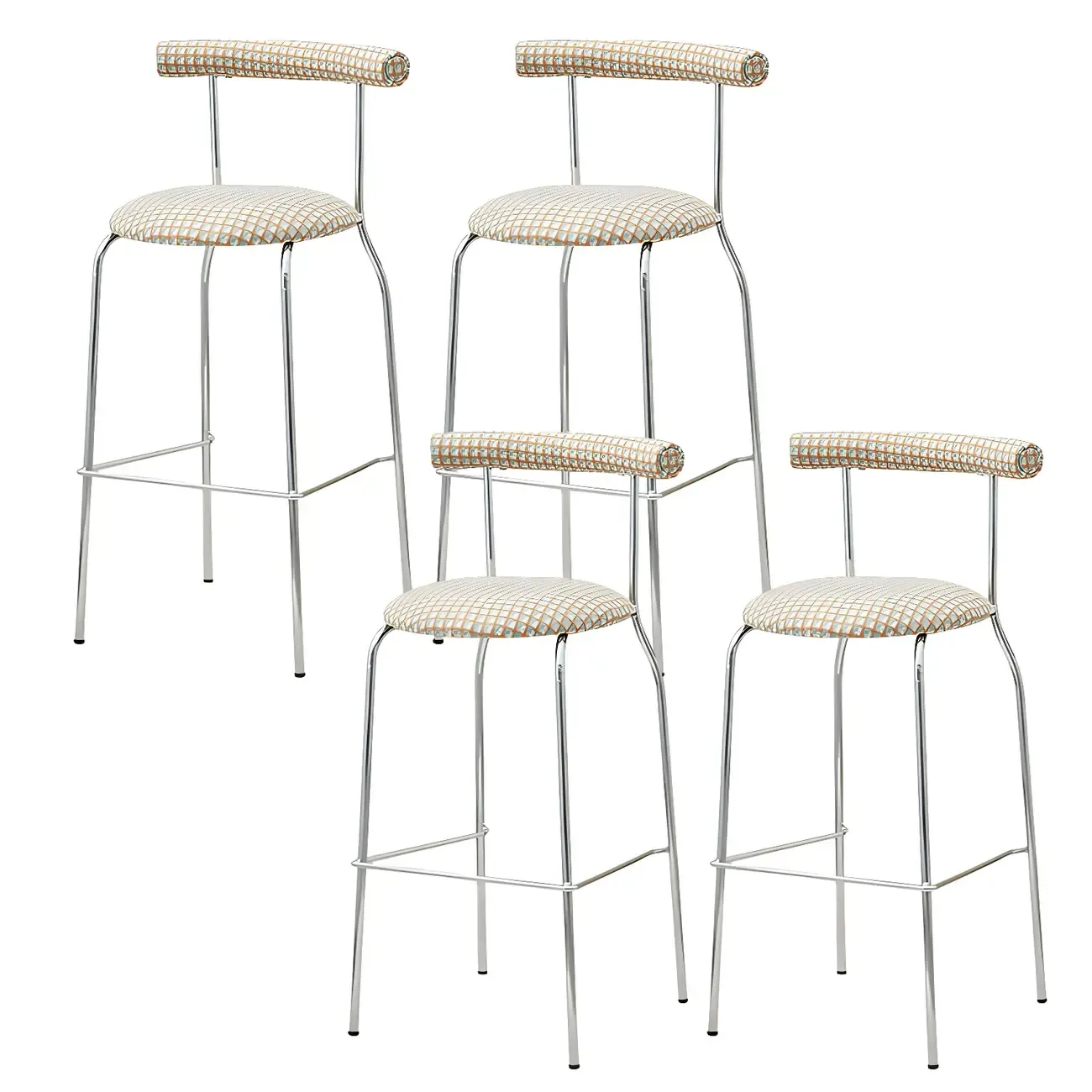 Modern Metal Comfort Cushion Durable High-Back Bar Stool Image - 28