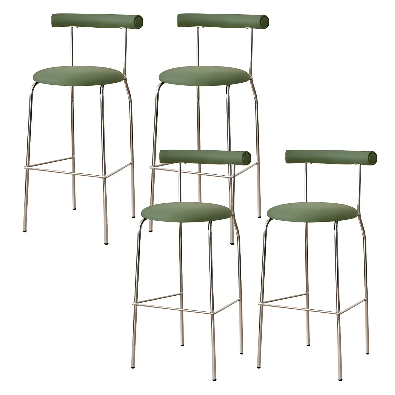 Modern Metal Comfort Cushion Durable High-Back Bar Stool Image - 29
