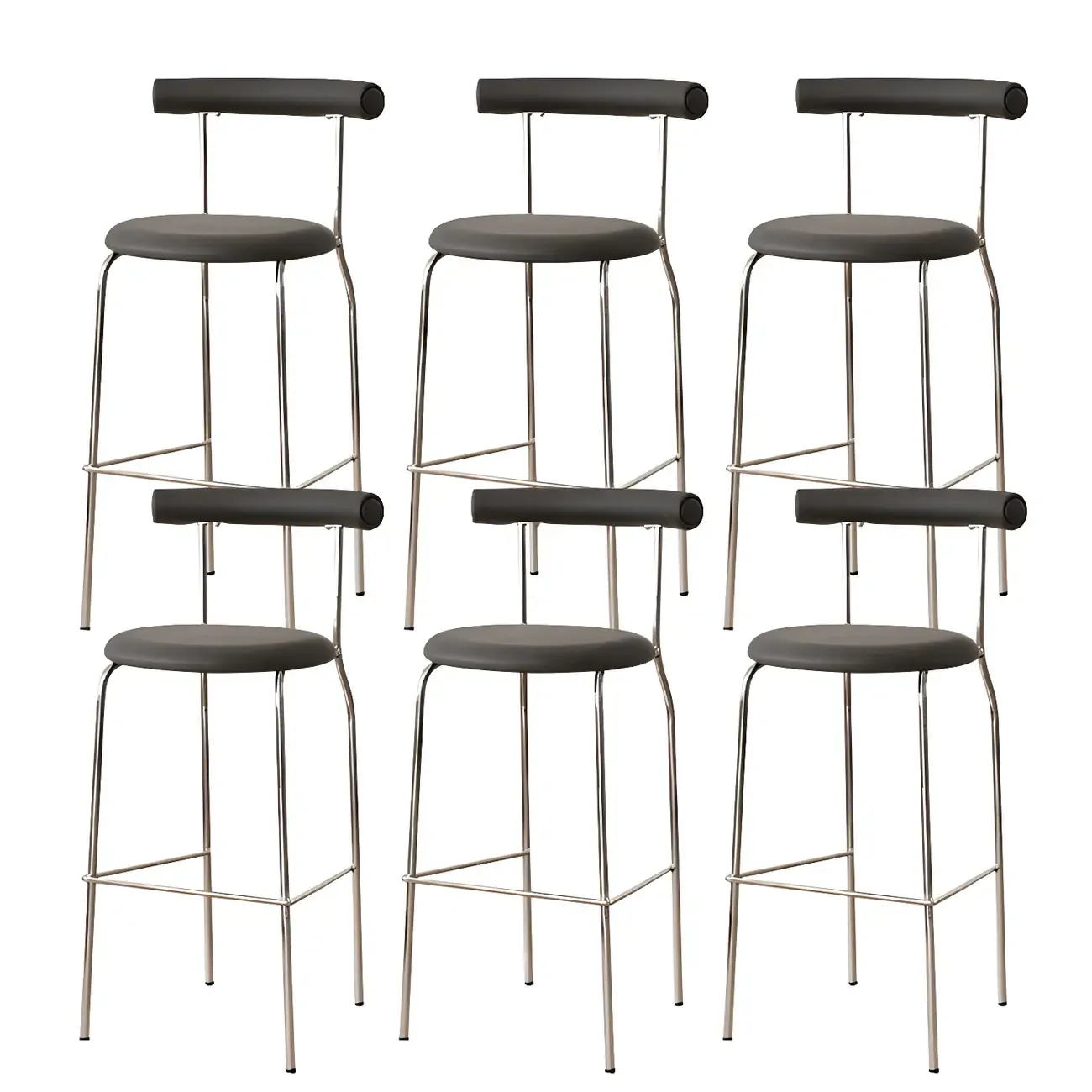 Modern Metal Comfort Cushion Durable High-Back Bar Stool Image - 31