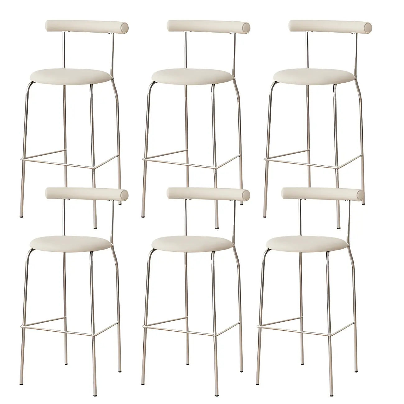 Modern Metal Comfort Cushion Durable High-Back Bar Stool Image - 32 | homeyfad