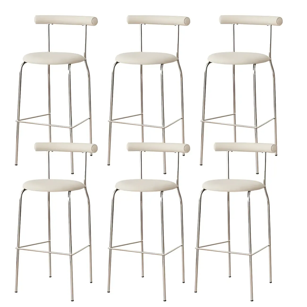 Modern Metal Comfort Cushion Durable High-Back Bar Stool Image - 32