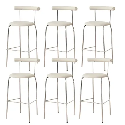 Modern Metal Comfort Cushion Durable High-Back Bar Stool Image - 32