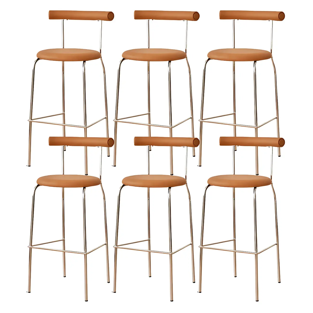 Modern Metal Comfort Cushion Durable High-Back Bar Stool Image - 33 | homeyfad