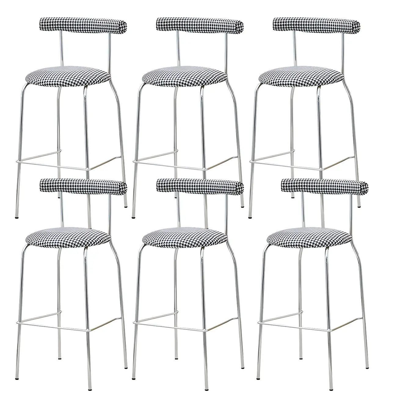 Modern Metal Comfort Cushion Durable High-Back Bar Stool Image - 34 | homeyfad