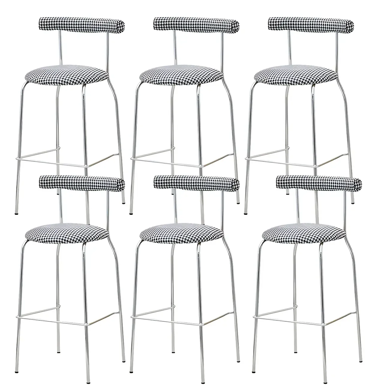 Modern Metal Comfort Cushion Durable High-Back Bar Stool Image - 34