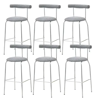 Modern Metal Comfort Cushion Durable High-Back Bar Stool Image - 34
