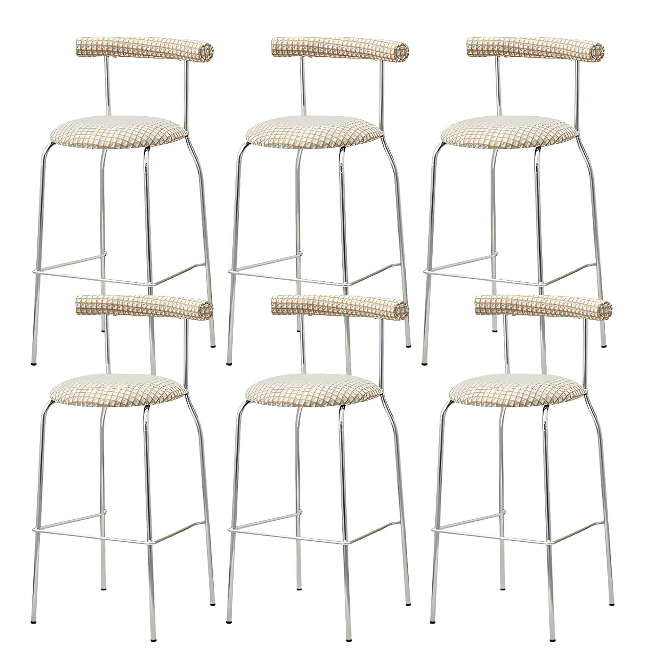 Modern Metal Comfort Cushion Durable High-Back Bar Stool Image - 35 | homeyfad