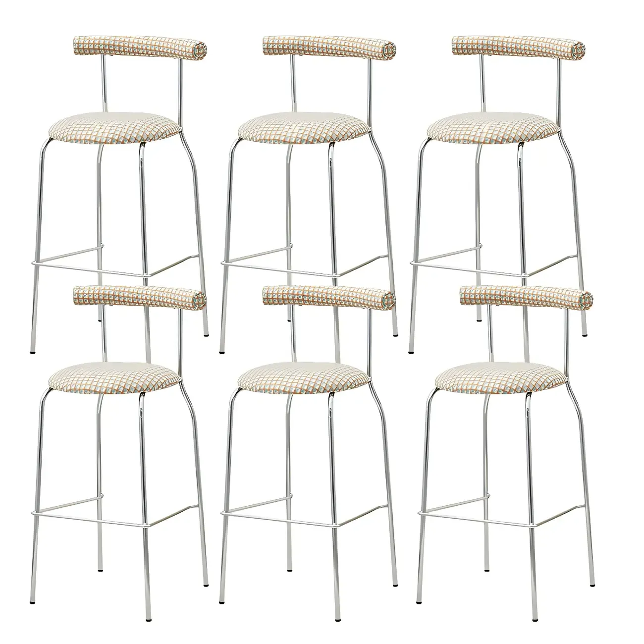 Modern Metal Comfort Cushion Durable High-Back Bar Stool Image - 35