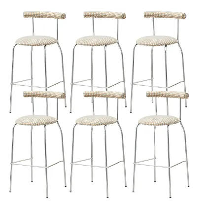 Modern Metal Comfort Cushion Durable High-Back Bar Stool Image - 35
