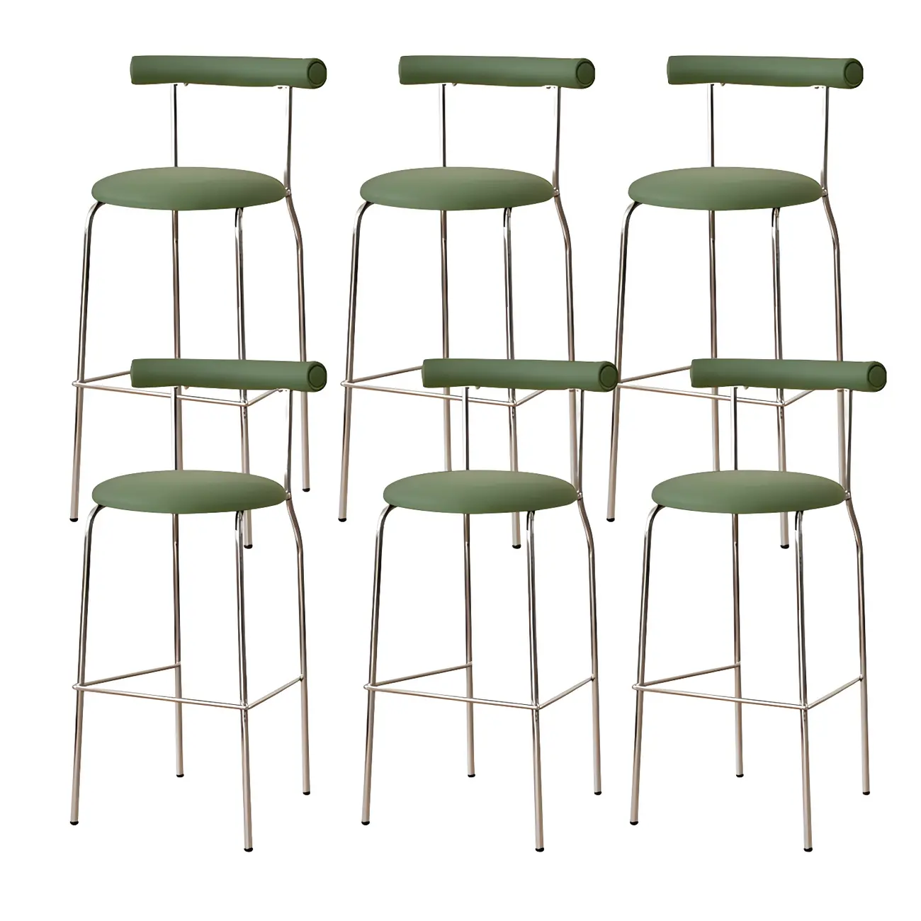 Modern Metal Comfort Cushion Durable High-Back Bar Stool Image - 36 | homeyfad