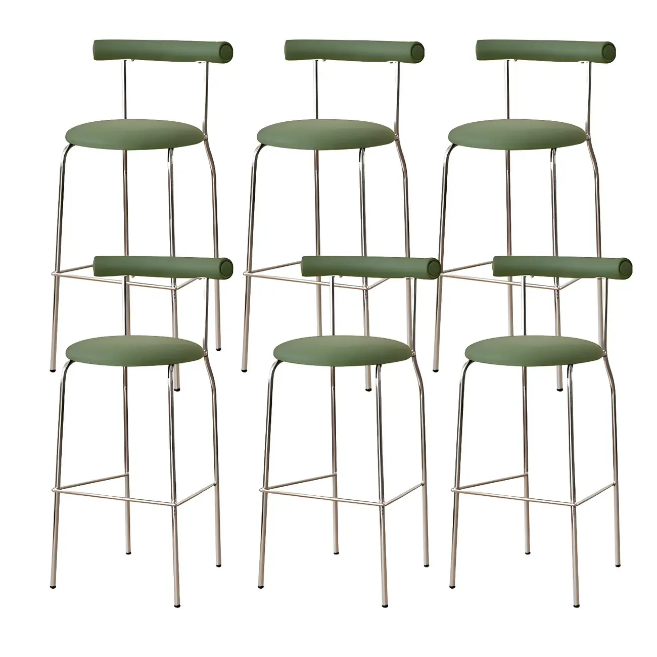 Modern Metal Comfort Cushion Durable High-Back Bar Stool Image - 36
