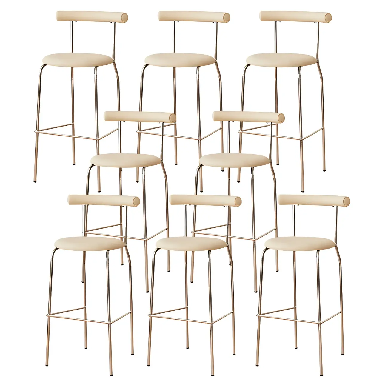 Modern Metal Comfort Cushion Durable High-Back Bar Stool Image - 37 | homeyfad