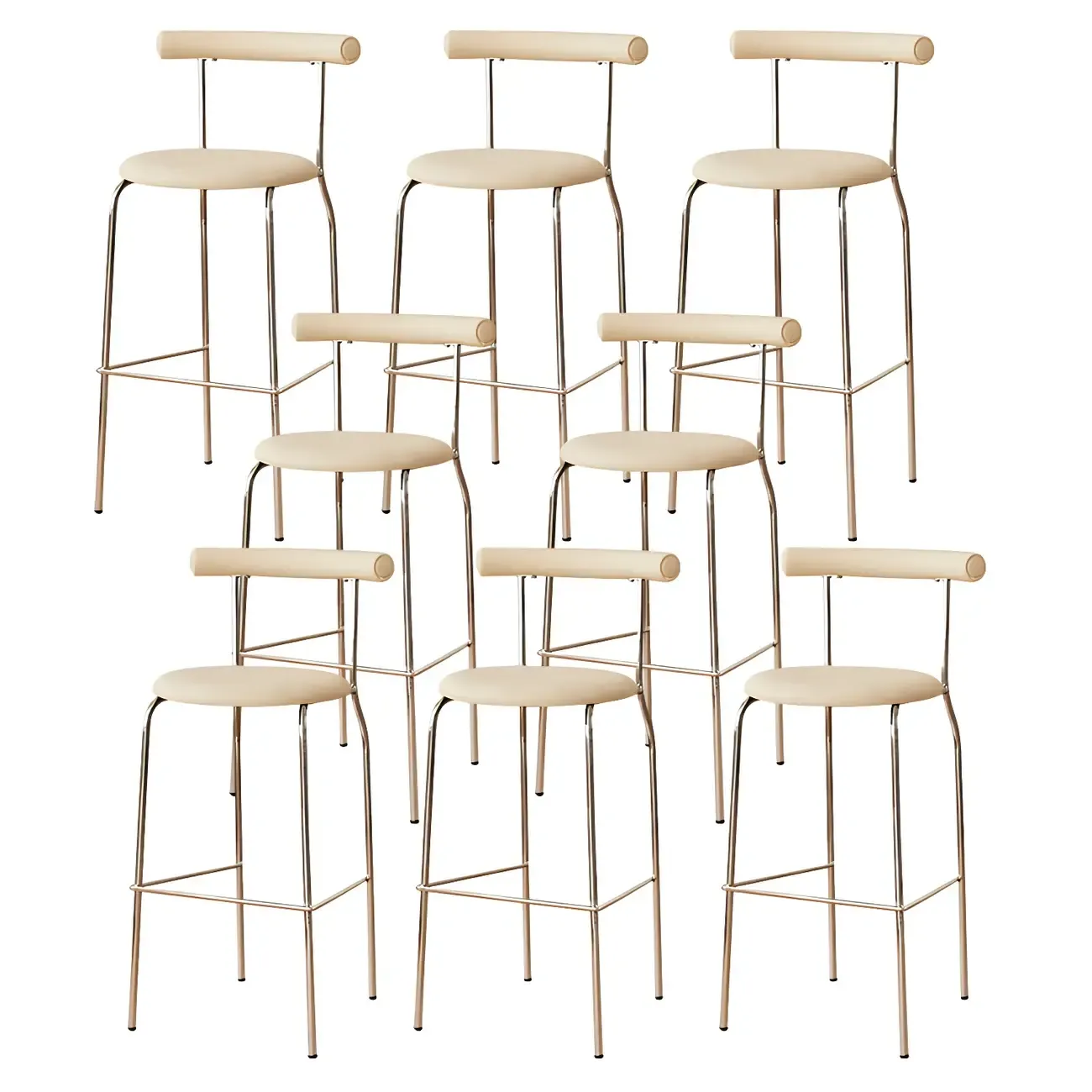 Modern Metal Comfort Cushion Durable High-Back Bar Stool Image - 37