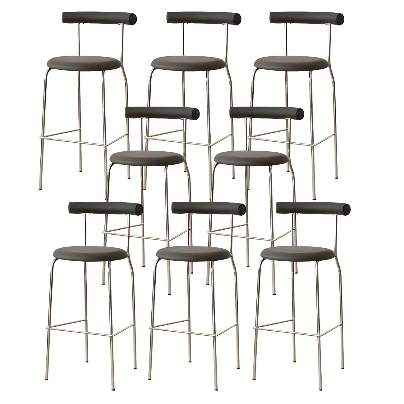 Modern Metal Comfort Cushion Durable High-Back Bar Stool Image - 38 | homeyfad
