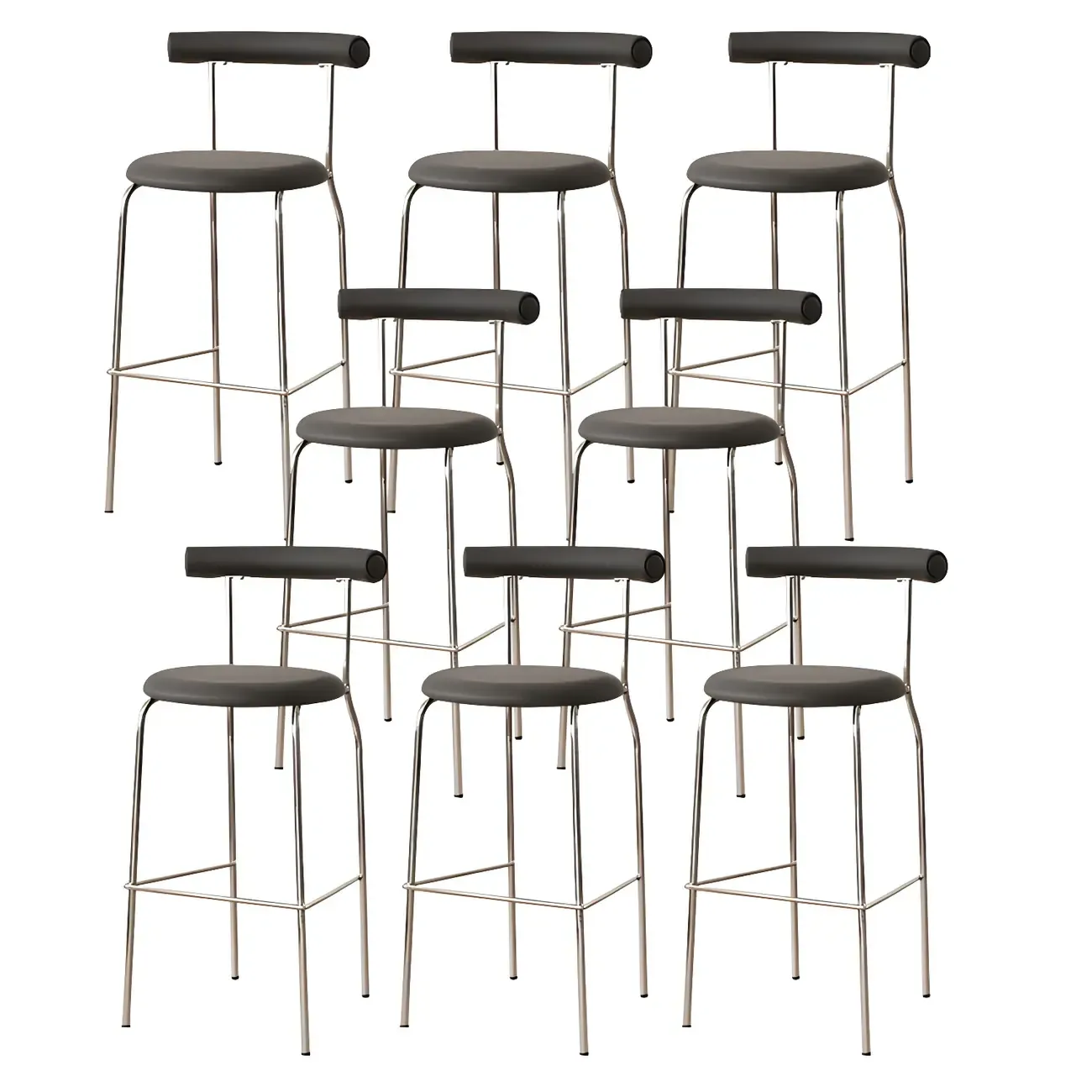 Modern Metal Comfort Cushion Durable High-Back Bar Stool Image - 38